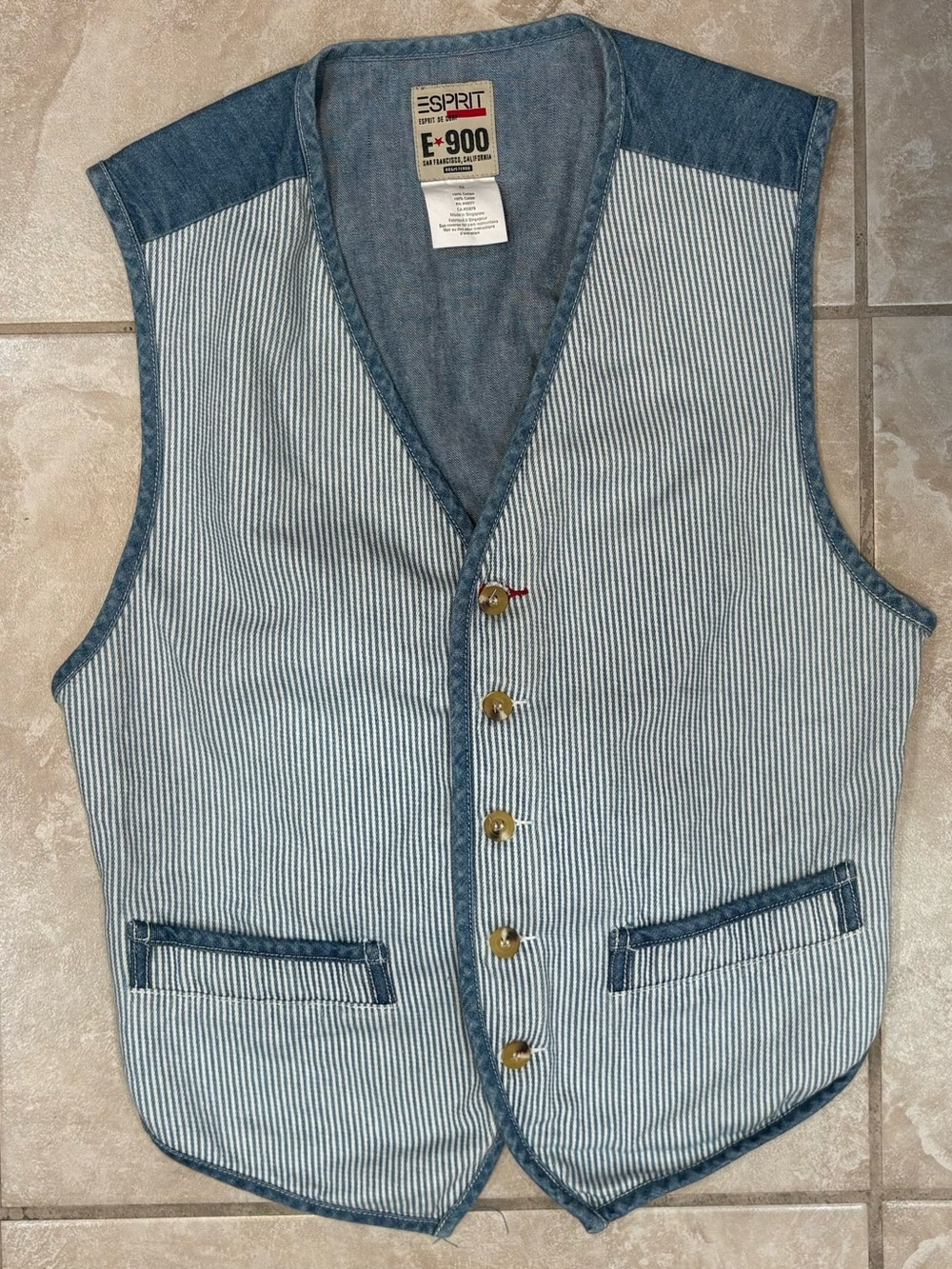 Vintage Esprit E-900 Hickory Stripe Denim Vest